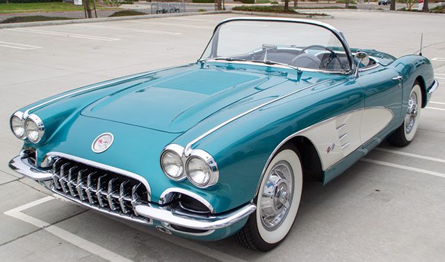 1958 turqoise corvette exterior