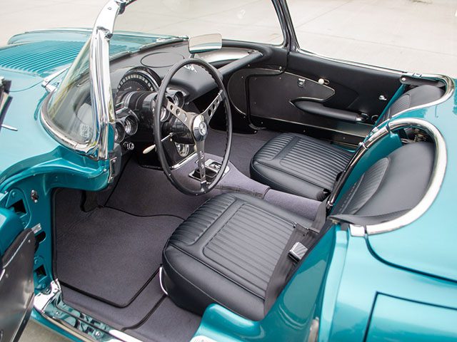 1958 turqoise corvette interior