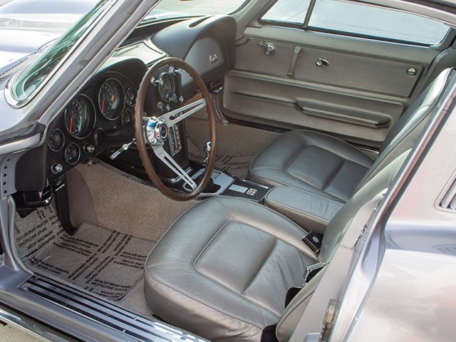 1965 silver l79 corvette coupe interior