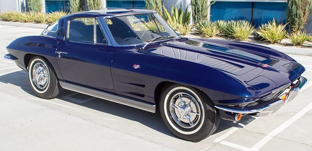 1963 blue corvette split window coupe exterior