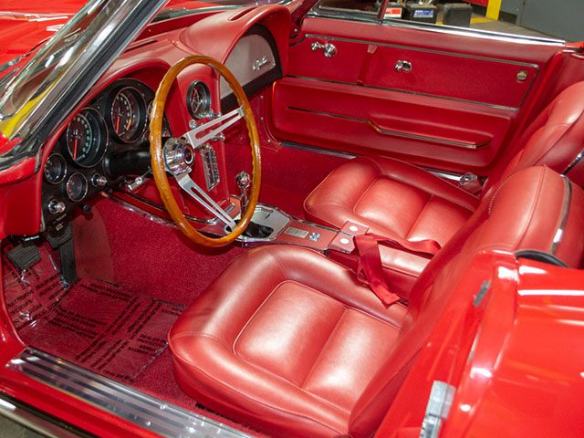 1965 red 396 425 corvette convertible interior