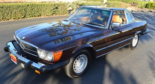 1980 brown mercedes benz 450sl coming