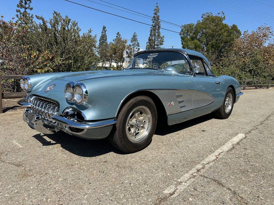 1958 Silver Blue Corvette Big Brake Fuelie Convertible | Corvette Mike ...