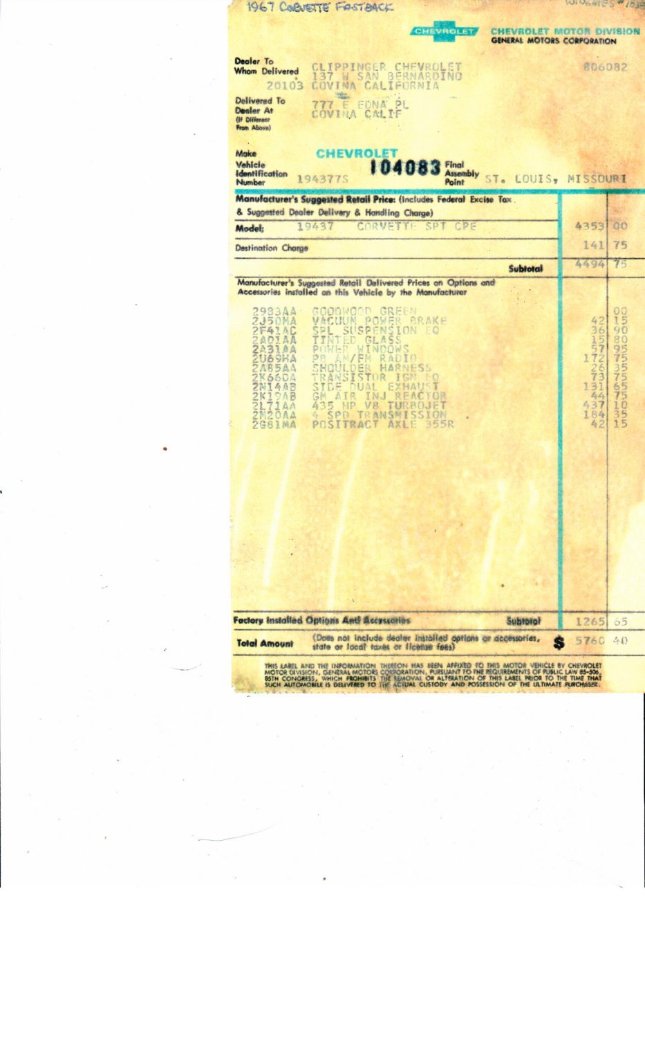 '67 Green (Wingate) Winddow Sticker