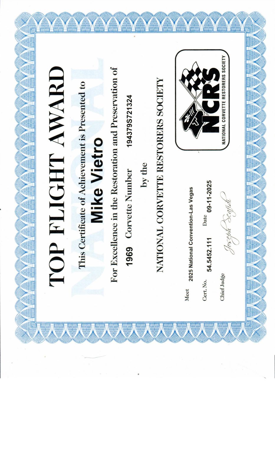 '69 Gold L88 TF Cert