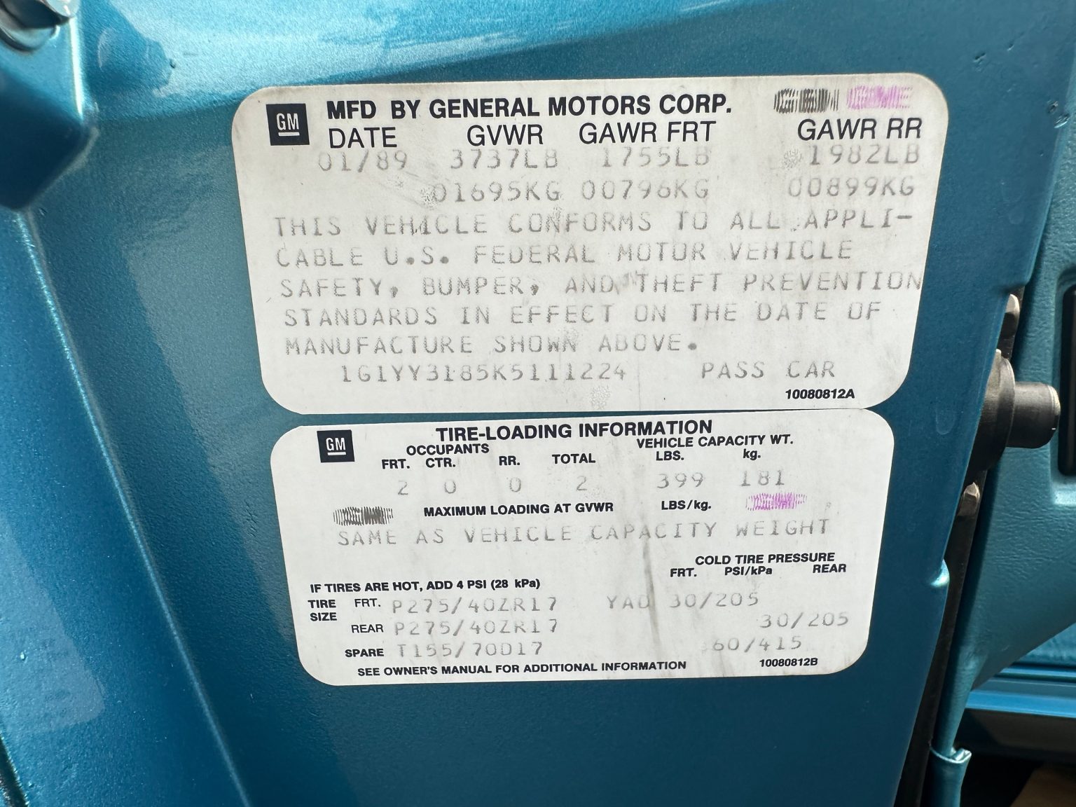 1989 Blue Corvette Convertible 0856